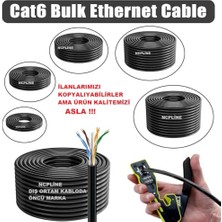 Kazan Hobi 50 Metre Iç Dış Ortam Cat 6 Kablo, Siyah, Uçları Yapılmış, Modem-Pc Arası