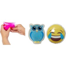 Kazan Hobi Gülen Emojili Mavi Baykuş Cep Sobası, El Isıtıcı, 2 Adet Sıcak Su Torbası, Pvc, 9 cm