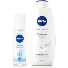 Kazan Hobi Kadın Pump Sprey Deodorant Fresh Natural 75 ml ve Creme Soft Yoğun Nemlendirici Duş Jeli 750 ml