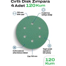 Uniflex 150 mm Cırt Zımpara 120 Kum 4 Adet 6 Delikli Yeşil Disk Zımpara