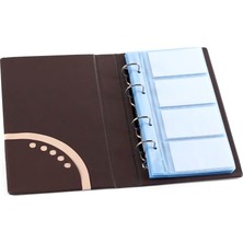 Kazan Hobi Kartlık, 2k Kartvizit Albümü 4 Sıralı 160 Kapasiteli Pvc Double Color Business Card Holder 15X26,5 Cm. Kahverengi