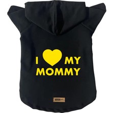 Kazan Hobi Siyah I Love Mommy Kapüşonlu Kedi ve Köpek Sweatshirtü, Xl Beden