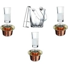 Kazan Hobi 8 Parça Rakı Bardağı Meşrubat Bakır Ehlikeyf ve Buz Kovası Keyif Seti 8695421120036984225