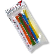 Kazan Hobi Karışık Renk Plastik Kablo Bağı Seti, Kablo Düzenleyici, 200 mm x 2.5 Mm, 100 Adet (5 Renk x 20), Renkli Cırt Kelepçeler