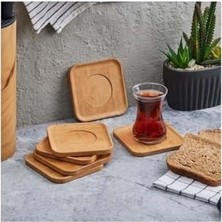 Kazan Hobi Kare Bambu Çay Bardağı Altlığı, 6 Adet