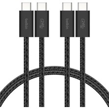 Kazan Hobi 2'li Örgülü Usb-C; Usb-C Kablo, 1,5 M, 240 W, Yumuşak, Esnek ve Hızlı Şarj Kablosu, iPhone 17 ve 16 Serisi, Galaxy S25, Pixel 10, iPad Pro ve Daha Fazlasıyla Uyumlu, Siyah
