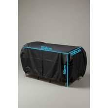 Kazan Hobi Su ve Güneş Geçirmez Bahçe Mobilya Koruma Kılıfı; Hafif Paraşüt Kumaş, Lastikli Alt Kısım, Dayanıklı ve Katlanır Tente Örtü (Siyah, 200 cm x 350 cm x 90 Cm)