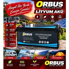 Orbus 25,6V Volt 100 Ah (Amper) Lıfepo4 Lityum Akü Ebatlar: 522X238X218MM