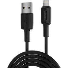Kazan Hobi 12W 2.4A Usb-A - Lightning Silikon Hızlı Şarj ve Veri Kablosu Siyah 2 Metre, iPhone iPad Uyumlu