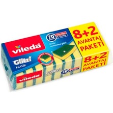 Kazan Hobi 161919 Düz Hijyenik Bulaşık Süngeri, 8+2'li Promosyon Paket, Yeşil