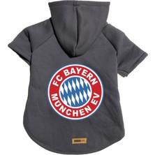 Kazan Hobi Kapişonlu Polar Sweatshirt Köpek ve Kedi Kıyafeti ve Elbisesi, Antrasit Bayern München, L Beden