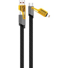Kazan Hobi 4'ü 1 Arada 65W Pd Hızlı Şarj Kablosu, Type C/usb/lightning Destekli, 100 Cm, Dayanıklı Örgü Yapı, Akıllı ve Güvenli Şarj Bağlantı Desteği