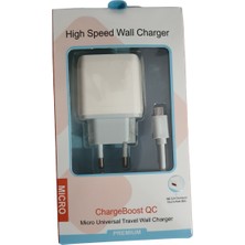 BSSM 3.0A 15W Micro Şarj Başlığı Hızlı Şarj Quick Şarj Özellikli Şarj Aleti Adaptörü + Kablo Seti 15 Watt Beyaz