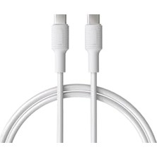Kazan Hobi Type C-C Power Delivery Hızlı Şarj Kablosu, Beyaz Kablo, Beyaz/beyaz Uçlar (150 Cm)