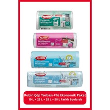 Rubin Rubın Çöp Torbası 4'lü Ekonomik Paket 10 L + 25 L + 35 L + 50 L Farklı Boylarda