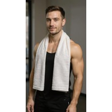 Kazan Hobi Beyaz Sporcu Havlusu, %100 Pamuk, 30X130 cm