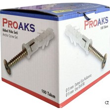 Proaks Pul Başlı 5,0×45MM Vida + 8mmdübel 1 Kutu (100+100) Dubel-Vida