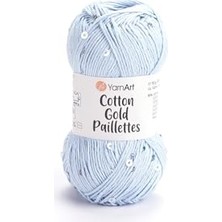 Kazan Hobi Yarnart Cotton Gold Paıllettes, Örgü Ipi MAVI-7109