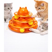 Kazan Hobi 3 Katlı Kedi Oyuncağı, Toplu Interaktif Dönen Top ve Aktivite Oyuncağı