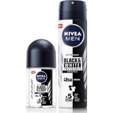 Kazan Hobi Erkek Sprey Deodorant Black&white 150 ml ve Mini Roll-On Black&white 25 Ml, 48 Saat Koruma