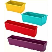 Kazan Hobi Plastikten Üretim Renkli Rengarenk 1.kalite 75 cm Plastik Dikdörtgen Balkon Saksısı