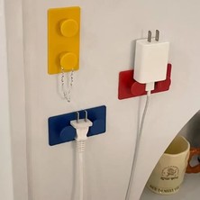 Alvera Yapı Bloğu (Tuğla) Şeklinde Yapışkanlı Duvar Askısı – 4'lü Set (Mavi, Kırmızı, Sarı, Yeşil)