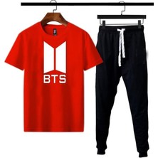 BarsDepo Bts  Baskılı Tişört, Alt Ust Takım Unisex %100 Pamuk (Suprız Hedıyelı) DFFS9345Y