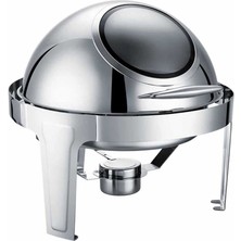 Biradlı Chafıng Dısh Roll Top Yuvarlak Camlı 6 Lt