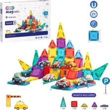 Osman Kızılkaya Kzl Mini Magnetic CH1527 Manyetik Yapı Blokları Arabalı 3.75 cm 88 Parça 3+