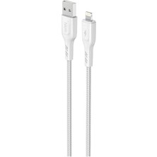 Kazan Hobi 2A Çıkış Usb-A To Lightning Şarj ve Data Aktarım Kablosu, Örgü Tasarım, 1 Metre, Beyaz