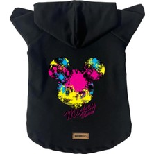 Kazan Hobi Kapüşonlu Polar Sweatshirt Köpek ve Kedi Kıyafeti Siyah Yeni Mickey Mouse 2 S