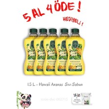 Kazan Hobi Hawaii Ananas Sıvı Sabun 1.5 L, 5 Al 4 Öde, Rosie Hediye