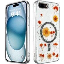 S'82 Apple Iphone 7 Kılıf Daisy Simli Magsafe Kapak - Siyah