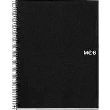 Kazan Hobi 8.5 X11 Kablolu Defter, 6-Konulu, Kolej Kareli, Siyah