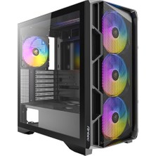 Kazan Hobi AX1000 Argb; 4 x 140 mm Argb Pwm Fan Dahil, Mesh Ön Panel, Usb-C 3.2, Temperli Cam Yan Panel, 360 mm Radyatör Desteği, Siyah Orta Kule Atx Oyuncu Kasası