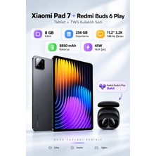 Xiaomi Pad 7 8gb 256GB 11.2" 3.2k 144Hz Tablet Gri + Redmi Buds 6 Play Tws Kulaklık Seti