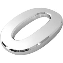 Kazan Hobi Yapışkanlı Kapı Numarası Küçük Boy Numara 0 Rakam Sıfır Sayı Numaralar, 50 Mm, 5 Cm, 1 Adet, Krom Renk