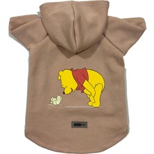 Kazan Hobi Bej Winnie The Pooh Kapüşonlu Polar Evcil Hayvan Kıyafeti, M