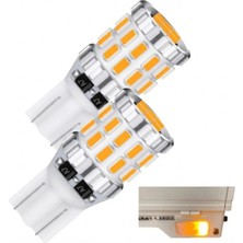 Mucize T10 W5W Arıza Lambası Yakmaz Dip Çıkıntılı Turuncu LED Ampul - Park / Plaka / İç Aydınlatma Seti (2 Adet)