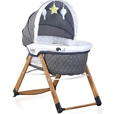Kazan Hobi Sleeper All In One Sallanır Katlanır Ahşap Bebek Beşiği Gri