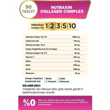 Nutraxin Collagen Beauty Complex 90 Tbl - Hidrolize Tip 1, 2, 3, 5, 10, Biotin, Zinc, Bakır, Hya,