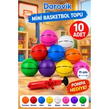 Darovik Yumuşak Plastik Basketbol Topu 10 Adet 11 cm Iç Mekan Kreş Ana Okulu Hafif Çocuk Oyun Topu Renkli Mini Ev Topu Pompa Hediyeli