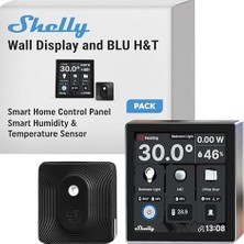 Kazan Hobi Wall Display Siyah + Blu H&t Siyah (Paket), Wlan Akıllı Ev Kontrol Paneli, Termostat, Entegre 5A Röle, Nötr Iletken Gerekli, Çevre Verileri, Kontrol Merkezi, Alexa ve Google Home
