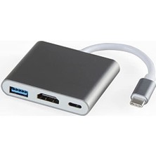 Kazan Hobi Adaptör, Type-C 3in1 HDMI 4K USB 3.0 Görüntü Veri Aktarımı Sağlar USB Notebook ve Macbook ile Uyumlu Tc-23