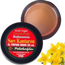 Kazan Hobi 50 ml El Yapımı Sarı Kantaron Yağı Kremi, Balmumu ve Zeytinyağı Kremi Merhemi Onarıcı Nemlendirici Krem