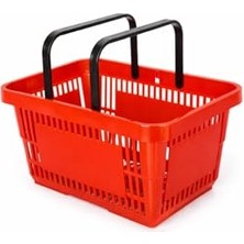 Kazan Hobi 22 Litre Plastik Market Alışveriş Sepeti Saplı Dayanıklı Profesyonel Market Mağaza El Sepeti (5, Kırmızı)