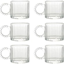 Kazan Hobi Kristal Cam Bardak Seti 300 Ml, 6 Parça, Boncuk Kulplu