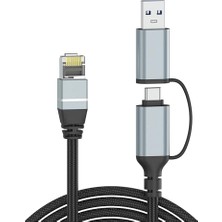 Kazan Hobi 10 Ft Usb-C - RJ45 Ethernet Kablosu, Gigabit Lan, Thunderbolt 4/3 ve MacBook Air/pro Xps iPhone 15 Galaxy S24 Uyumlu