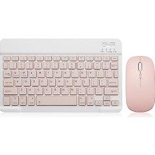 Kazan Hobi Tablet, Bluetooth Klavye ve Fare Combo Şarj Edilebilir Taşınabilir Kablosuz Klavye Fare Seti Apple iPad iPhone Ios 13 ve Üzeri Samsung Telefon Akıllı Telefon Android Windows Için (10 Inç Pembe)