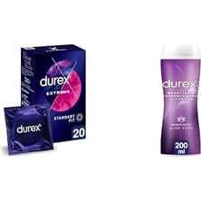 Kazan Hobi Extreme Geciktiricili ve Tırtıklı 20'li Prezervatif ve Durex Aloe Vera 2'si 1 Arada Kayganlaştırıcı & Masaj Jeli 200 Ml; 20'li + 200 Ml, Extreme Prezervatif + Aloe Vera Jeli